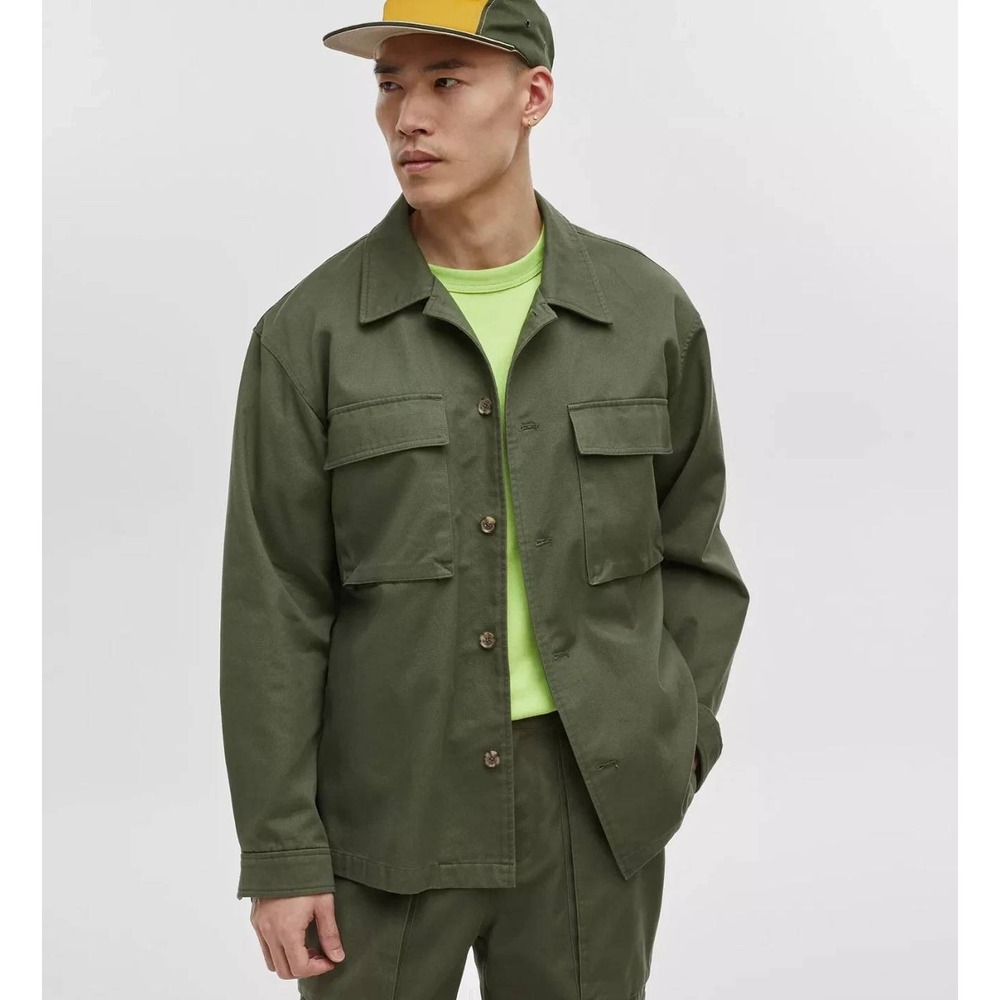 Mode of One Mens Wild Ivy Green Cotton Twill Utility Shirt Jacket Medium NWT